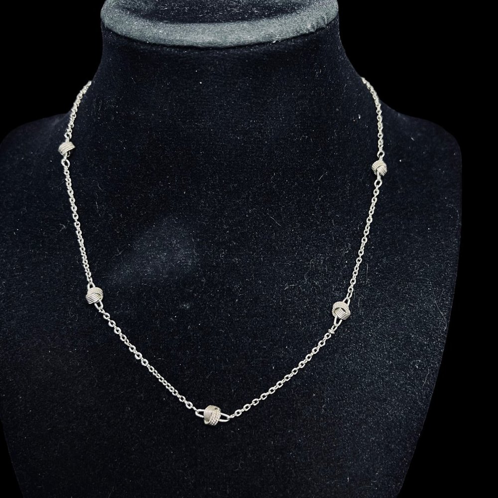 Silver Tone Cable Chain Knot Necklace (5111)